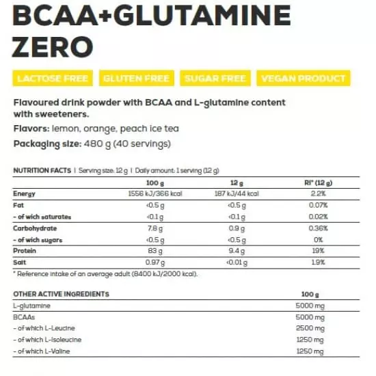 BiotechUSA BCAA+Glutamine Zero 480 g
