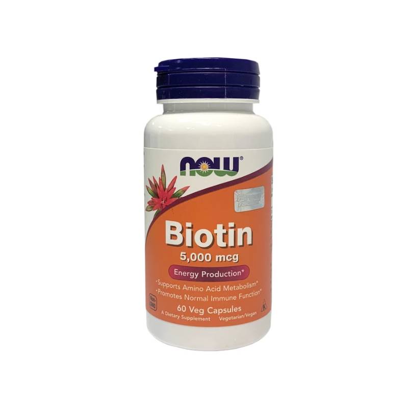 Біотин NOW BIOTIN 5MG (5000 мкг) 60 веган капс